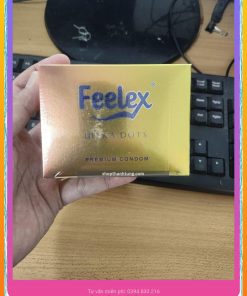 Bao cao su Feelex ultra dots gân gai, nhiều gel bôi trơn - Hộp 10 bcs