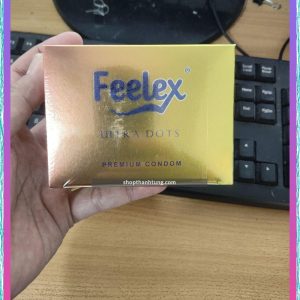 Bao cao su Feelex ultra dots gân gai, nhiều gel bôi trơn - Hộp 10 bcs