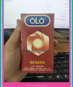 Bao cao su OLO Benzen 6 in 1 - gân gai, size nhỏ chống tuột 49mm, benzocaine 7% siêu lâu, kéo dài thời gian, thơm mát