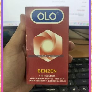 Bao cao su OLO Benzen 6 in 1 - gân gai, size nhỏ chống tuột 49mm, benzocaine 7% siêu lâu, kéo dài thời gian, thơm mát