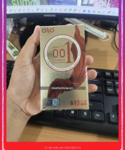 Bao cao su OLO Red Thin 001 Square Gold Gai+Gân nổi đặc biệt Gel bôi trơn gốc nước kéo dài thời gian - Hộp 10 BCS