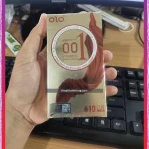Bao cao su OLO Red Thin 001 Square Gold Gai+Gân nổi đặc biệt Gel bôi trơn gốc nước kéo dài thời gian - Hộp 10 BCS