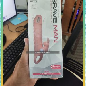 Bao cao su đôn dên Braveman 2 đầu rung, quai đeo, có nhánh
